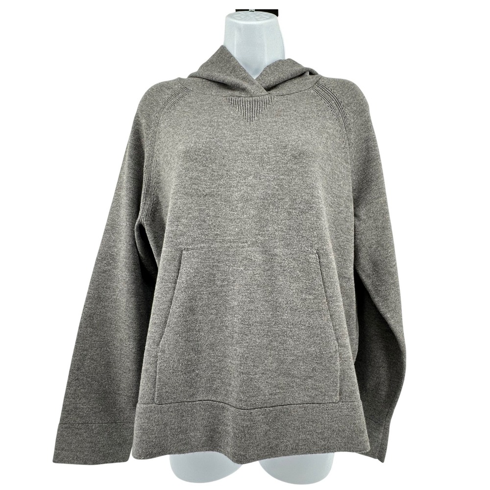 MarlaWynne Knit Hoodie Women Medium Gray Athleisure Layering Minimalist Comfy